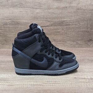 Nike Dunk Sky High Women's 8.5 Black Metallic Hematite Hidden Wedge Heel Shoes